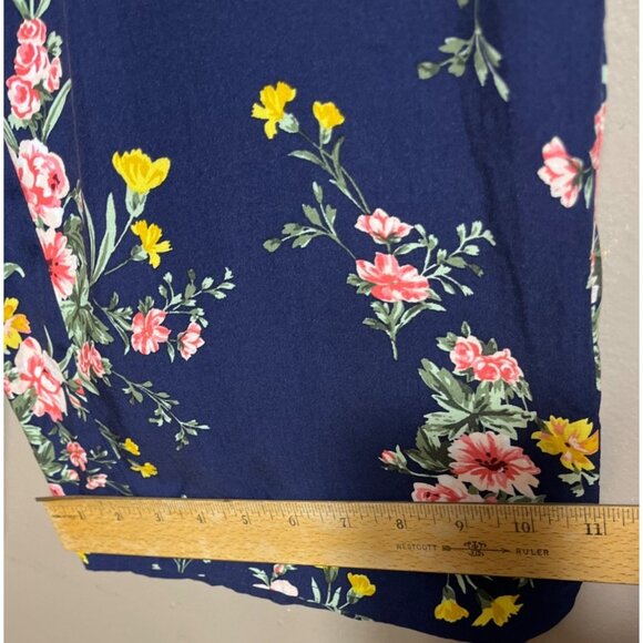 Old Navy Jumpsuit Navy Blue Floral Rayon Relaxed Fit Pockets Boho Womens M - Picture 5 of 7